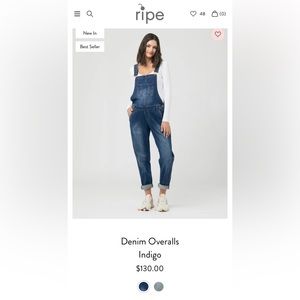Ripe Maternity Jean Overalls - like new!, size xs